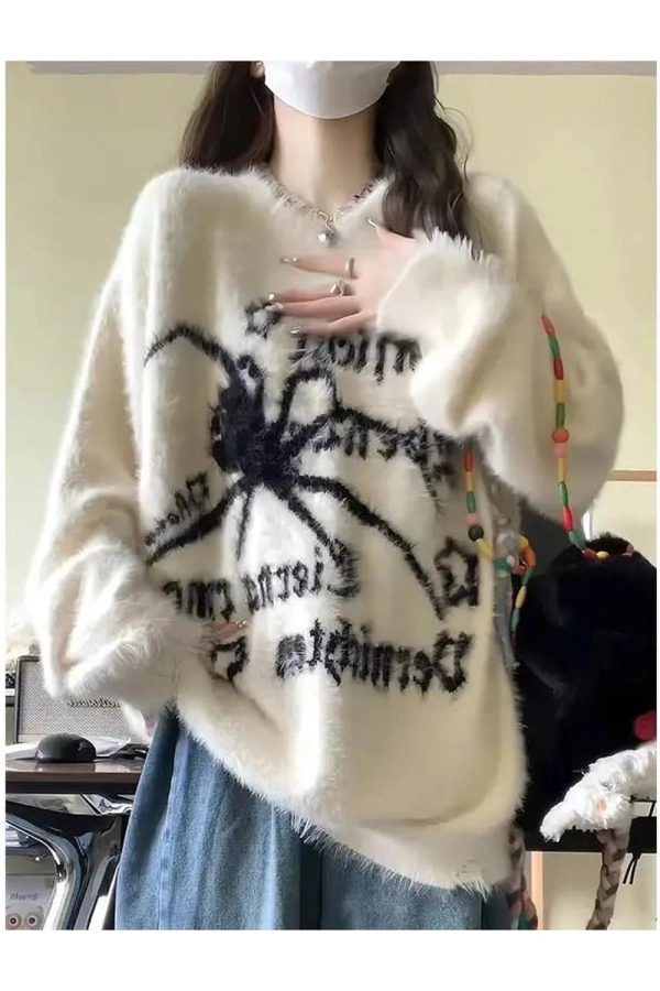 Cozy Arachnid Dreams Fuzzy Sweater: Perfect for Casual Outfits