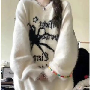 Cozy Arachnid Dreams Fuzzy Sweater: Perfect for Casual Outfits