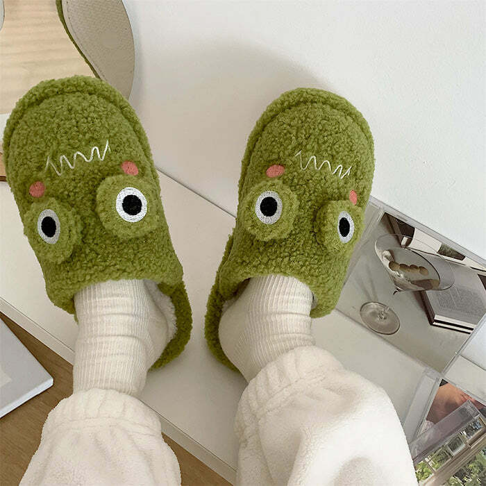 Cozy Frog Fuzzy Slippers for Cute Everyday Outfits and Relaxing Days