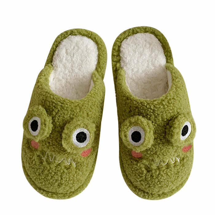 Cozy Frog Fuzzy Slippers for Cute Everyday Outfits and Relaxing Days