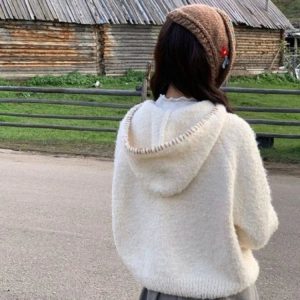 Cozy Puppy Pom-Pom Cardigan | Cute 2000s Outfits & Y2K Fashion