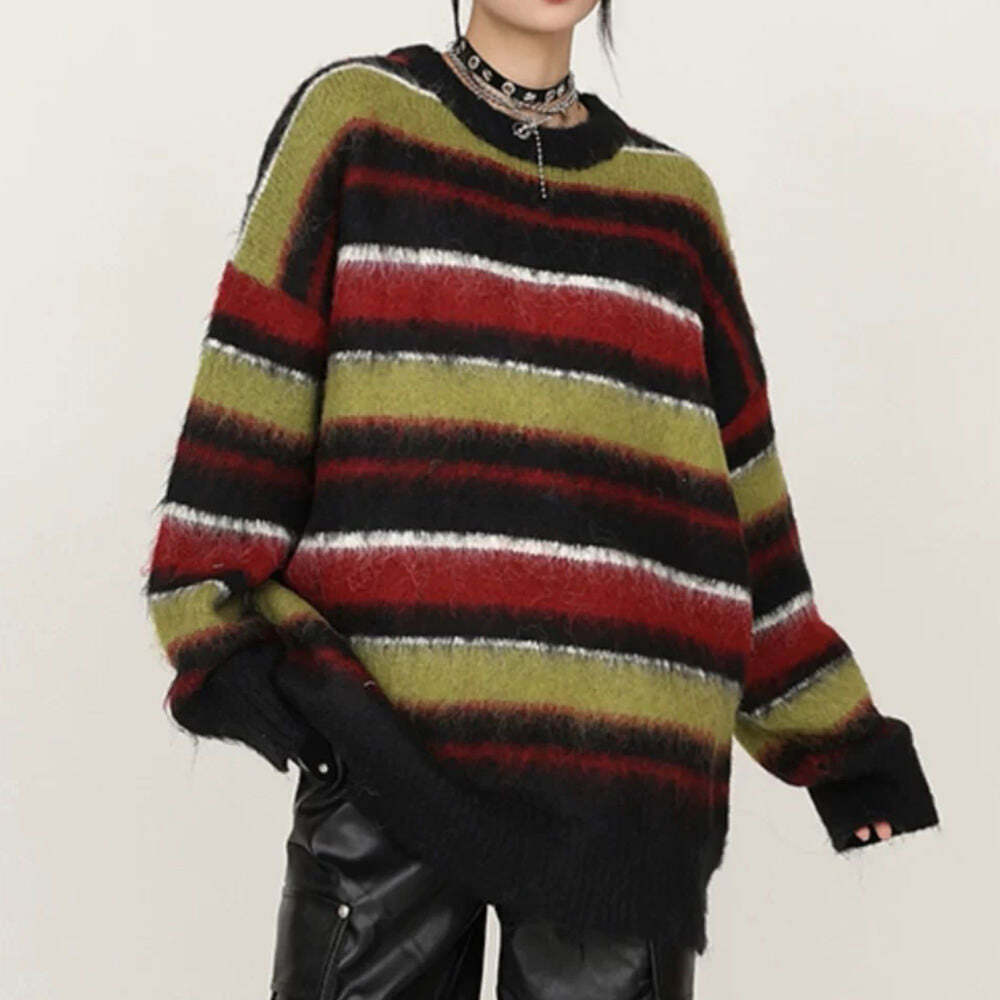 Cozy Reading Striped Oversized Sweater: Perfect for Spring Outfits & Casual Looks