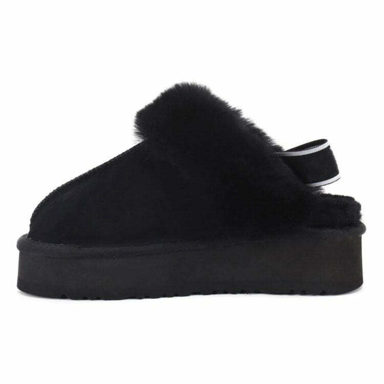 Cozy Sheepskin Platform Slippers: Perfect for Casual Outfits & Spring Fits