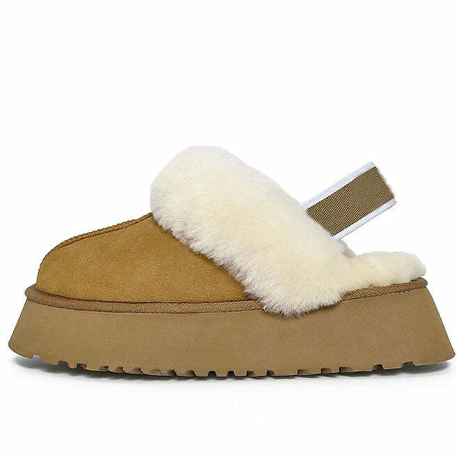 Cozy Sheepskin Platform Slippers: Perfect for Casual Outfits & Spring Fits