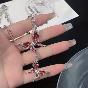 Crimson Butterfly Chain Necklace: Perfect for Concerts, Dates & Outfits