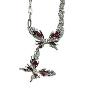 Crimson Butterfly Chain Necklace: Perfect for Concerts, Dates & Outfits