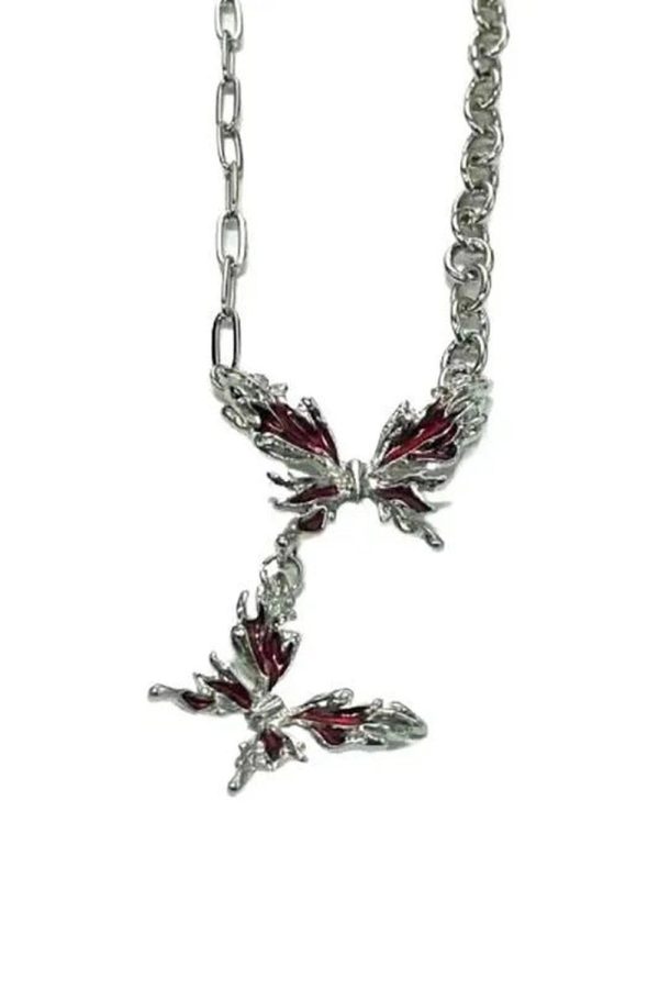 Crimson Butterfly Chain Necklace: Perfect for Concerts, Dates & Outfits