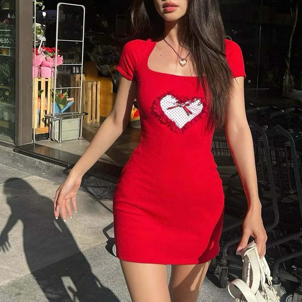 Crimson Heart Mini Dress: Perfect for Concerts, Dates, and Spring Outfits