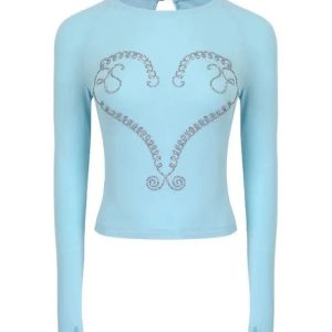 Crystal Heart Long Sleeve Crop Top: Trendy Outfit Ideas for Every Occasion