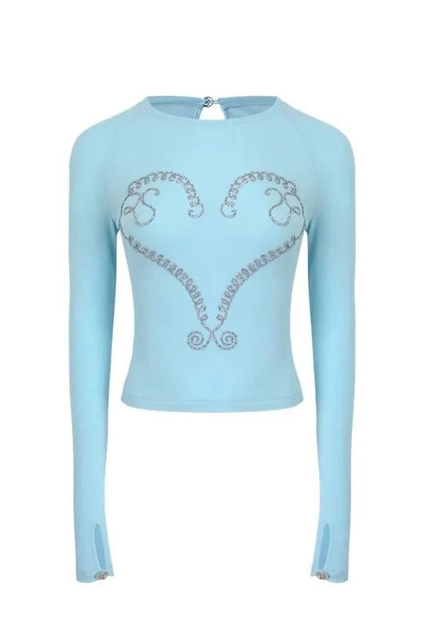 Crystal Heart Long Sleeve Crop Top: Trendy Outfit Ideas for Every Occasion