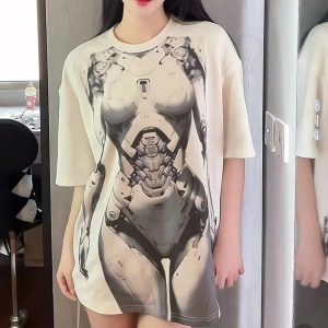 Cyber Armor Graphic Oversized T-shirt: Trendy Outfit Ideas for Every Occasion