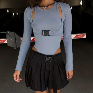 Cyber Buckle Harness Top: Edgy Outfit Ideas for Concerts & Nights Out