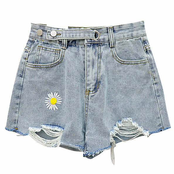 Daisy Denim Shorts - Cute 2000s Outfits, Y2K Fashion, Summer 2000 Style