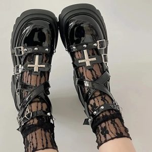 Dark Angel Chain Strap Shoes: Perfect for Concerts, Date Nights