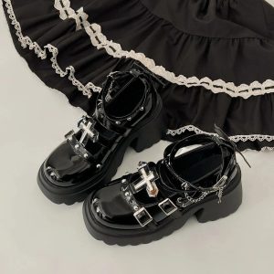 Dark Angel Chain Strap Shoes: Perfect for Concerts, Date Nights