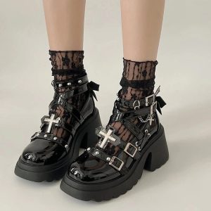 Dark Angel Chain Strap Shoes: Perfect for Concerts, Date Nights