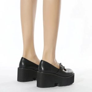 Dark Bat Charm Chunky Shoes: Perfect for Y2K Outfits & Concert Looks