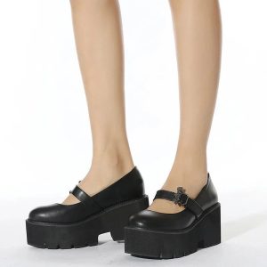 Dark Bat Charm Chunky Shoes: Perfect for Y2K Outfits & Concert Looks