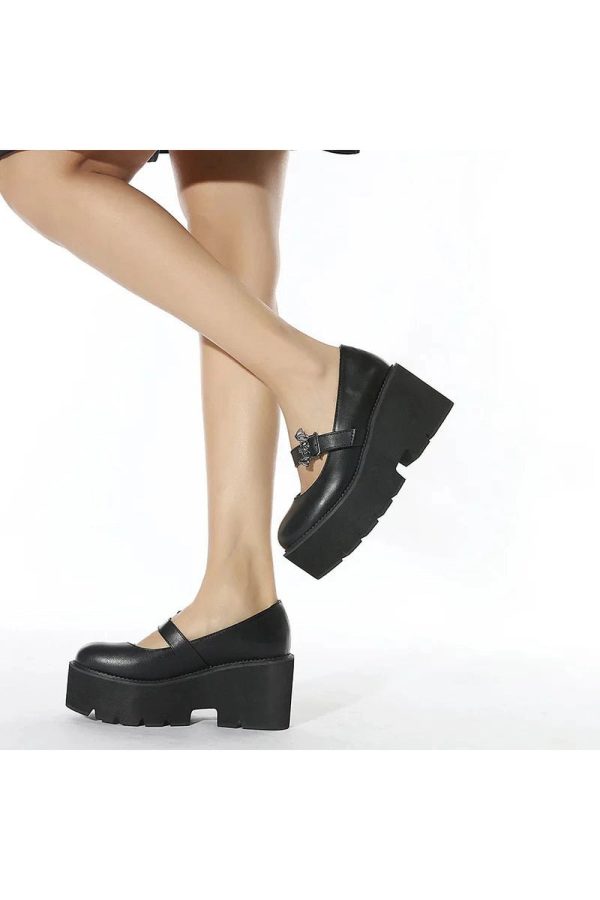 Dark Bat Charm Chunky Shoes: Perfect for Y2K Outfits & Concert Looks