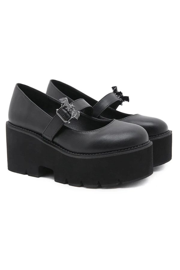 Dark Bat Charm Chunky Shoes: Perfect for Y2K Outfits & Concert Looks