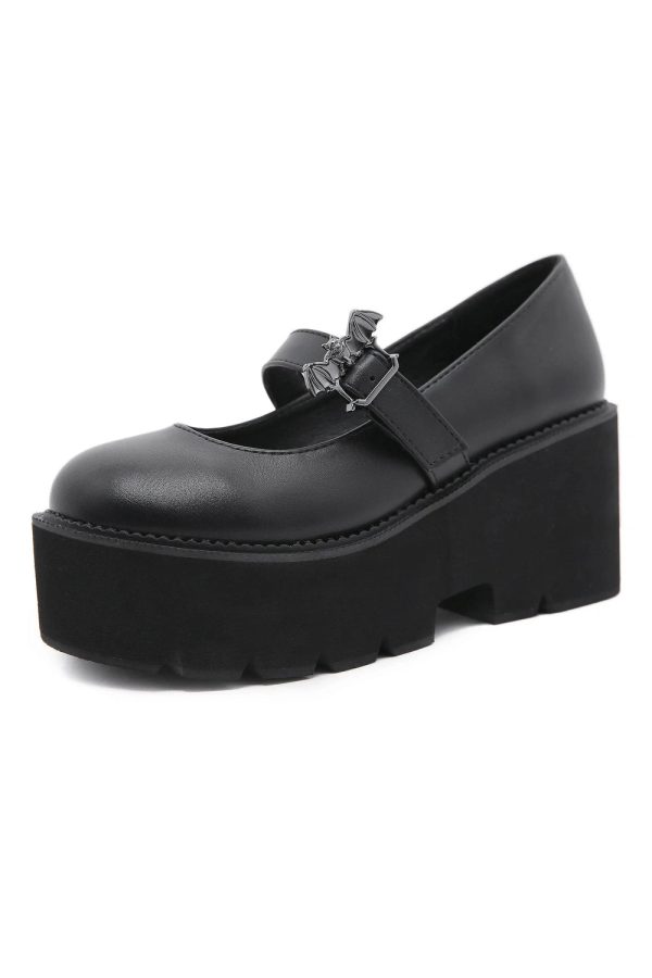 Dark Bat Charm Chunky Shoes: Perfect for Y2K Outfits & Concert Looks