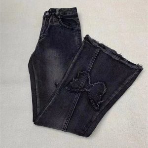 Dark Butterfly Flare Jeans - Cute 2000s Outfits & Y2K Fashion Inspiration