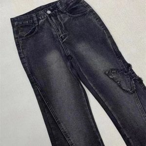 Dark Butterfly Flare Jeans - Cute 2000s Outfits & Y2K Fashion Inspiration