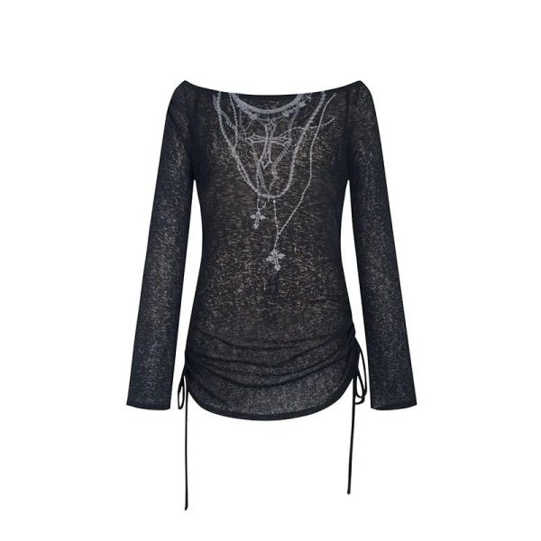 Dark Crucifix Long Sleeve Top: Edgy Outfit Ideas for Concerts & Nights Out