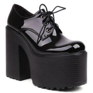 Darkwave Chunky Lace-Up Boots: Perfect for Y2K Outfits & Concert Looks