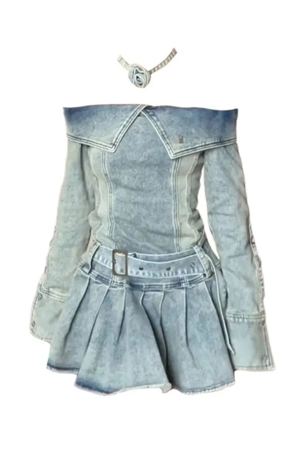 Denim Dream Off-Shoulder Mini Dress: Perfect for Concerts & Spring Outfits