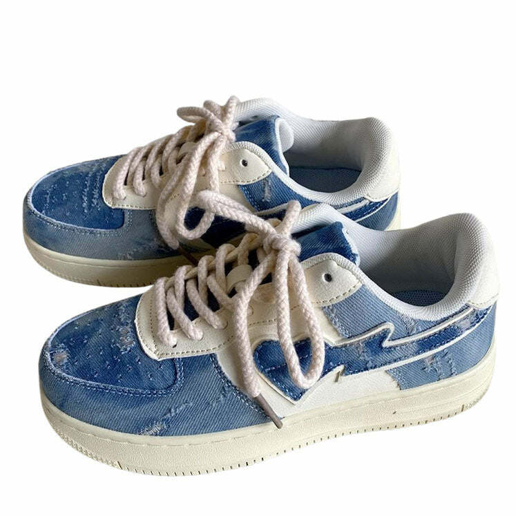 Denim Heart Aesthetic Sneakers: Perfect for Concerts, Casual Outfits