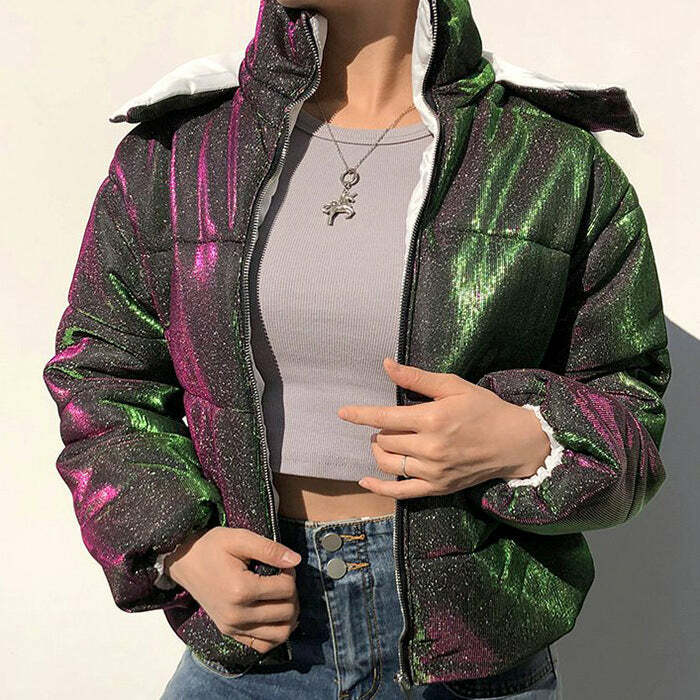 Disco Dynasty Puffer Jacket - Y2K Fashion, Cute 2000s Outfits, Mcbling Style