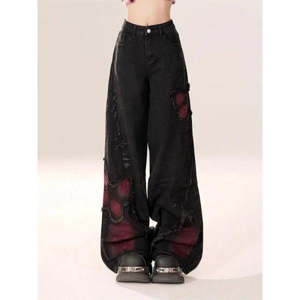 Distressed Red Butterfly Denim Pants: Trendy Outfit Ideas for Every Occasion