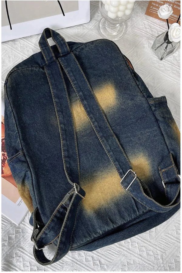 Distressed Vintage Denim Backpack: Perfect for Concerts & Casual Outfits