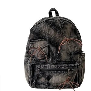 Distressed Vintage Denim Backpack: Perfect for Concerts & Casual Outfits