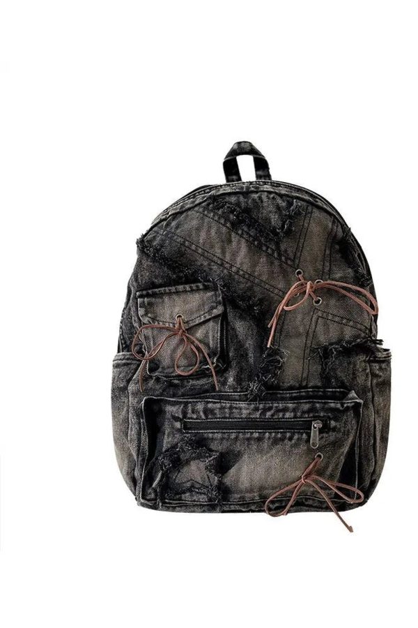 Distressed Vintage Denim Backpack: Perfect for Concerts & Casual Outfits