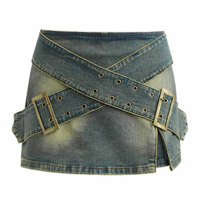 Double Buckle Denim Mini Skirt: Trendy Outfit Ideas for Every Occasion