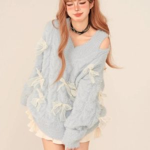 Dreamy Bow-Tied Sweater: Perfect for Spring Outfits & Casual Looks