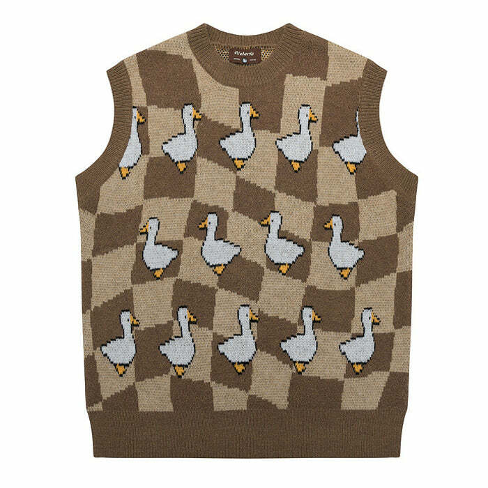 Duck Knitted Vest - Cute 2000s Outfits, Y2K Fashion, Vintage Style