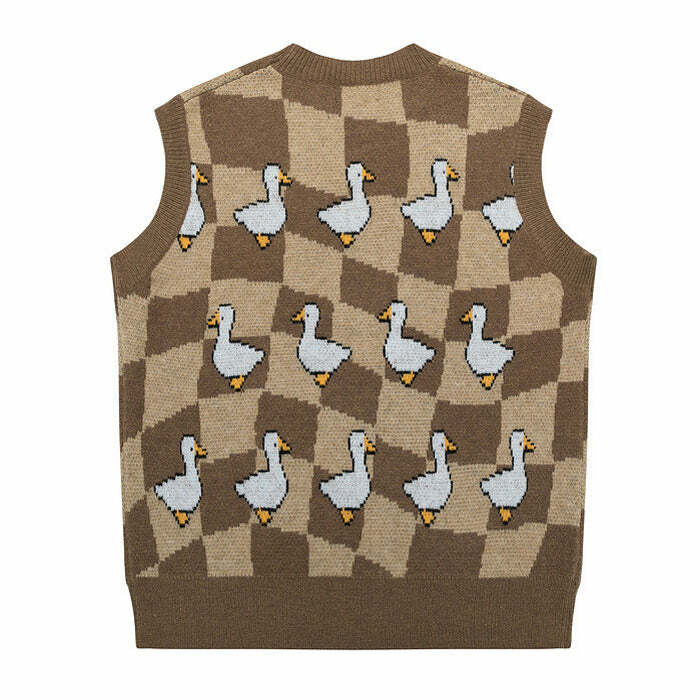 Duck Knitted Vest - Cute 2000s Outfits, Y2K Fashion, Vintage Style