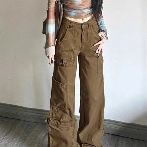 Earthy Cargo Utility Pants - Y2K Fashion, 2000s Outfits, Cute 2000s Style