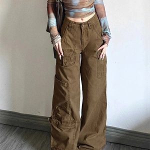 Earthy Cargo Utility Pants - Y2K Fashion, 2000s Outfits, Cute 2000s Style