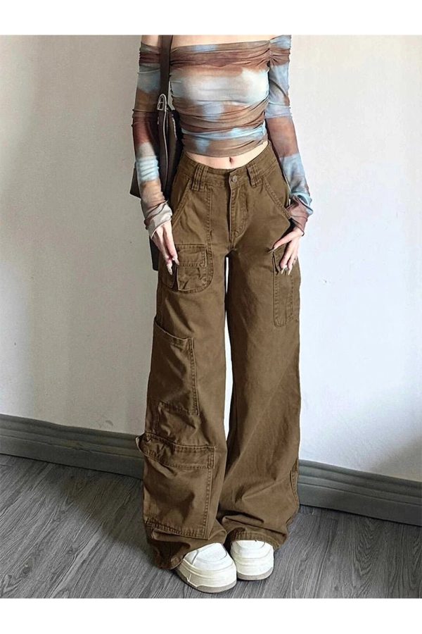 Earthy Cargo Utility Pants - Y2K Fashion, 2000s Outfits, Cute 2000s Style