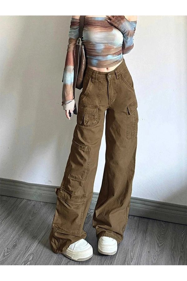 Earthy Cargo Utility Pants - Y2K Fashion, 2000s Outfits, Cute 2000s Style