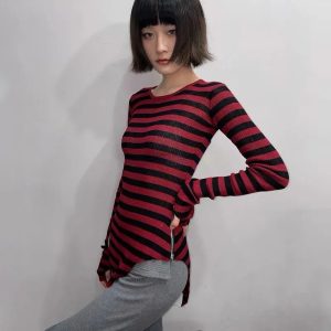 Emo Striped Sweater - Y2K Fashion, Cute 2000s Outfits, Mcbling Style