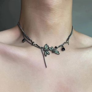 Enchanted Dragonfly Gothic Choker: Perfect for Concert & Date Night Outfits