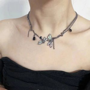 Enchanted Dragonfly Gothic Choker: Perfect for Concert & Date Night Outfits