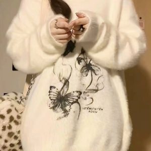 Ethereal Butterfly Fuzzy Sweater - Cute 2000s Outfits & Y2K Fashion