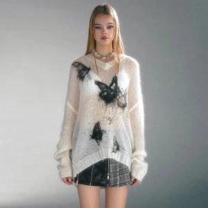 Ethereal Butterfly Knit Sweater: Perfect for Spring Outfits & Concert Looks