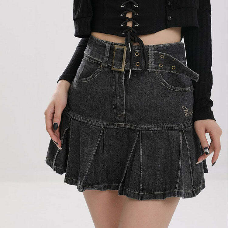 Fairycore Aesthetic Denim Skirt - Cute 2000s Outfits & Y2K Fashion